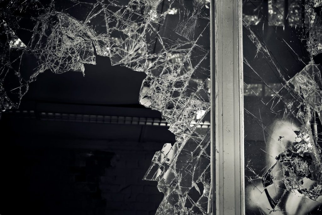 Broken window in Calverley